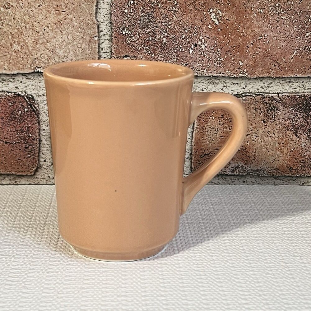 VINTAGE Holmer Laughlin USA Ceramic Diner Coffee Mug 12oz Salmon Pink Restaurant